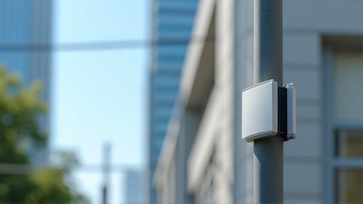 Small Cell Antenne, die in die städtische Infrastruktur integriert ist.